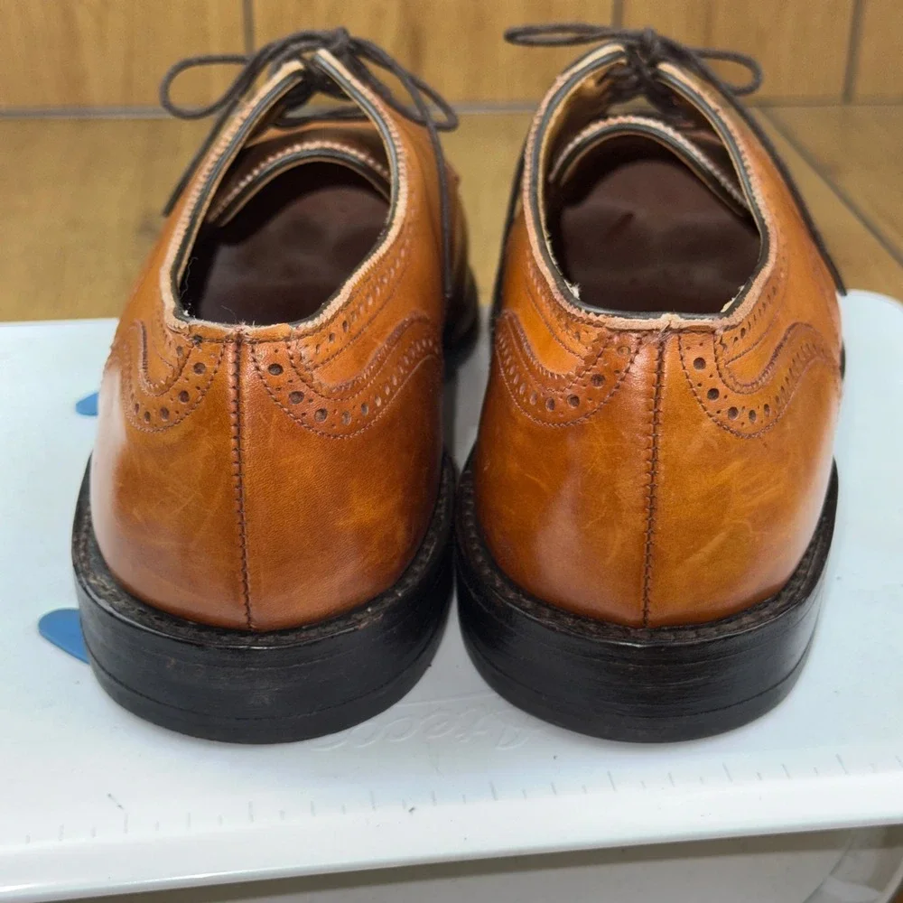 Allen Edmonds Lexington Mens 14 D Brown Leather Cap Toe Brogue Derby Shoes 5161